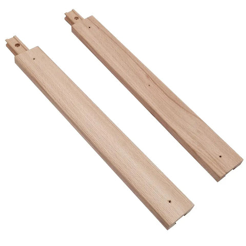 16 Inch Wooden Drawer Slides With Center Guide Track And Steel Glide, kiln-dried hardwood rails, one piece set detail view