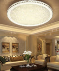 Crystal Round LED Flush Mount Ceiling Light Dope Modern Glow Warm White in elegant living room, chandelier fixture 19.5 inch