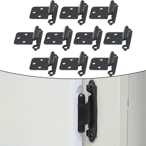 10 Pack Self Closing Cabinet Hinges For Overlay Flush Doors Quiet Soft Close Hardware In Cold Rolled Steel Black Finish For Kitchen Cabinets