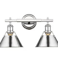 Orwell Bath Vanity Light Chrome Finish With Chrome Shade, Industrial Vintage Style Bathroom Fixture Made From Durable Steel, Model 3306 BA2 CH