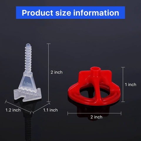 Hardcore 1/16 Inch Tile Leveling Clips And Spacer Set components showing size details for installation use.