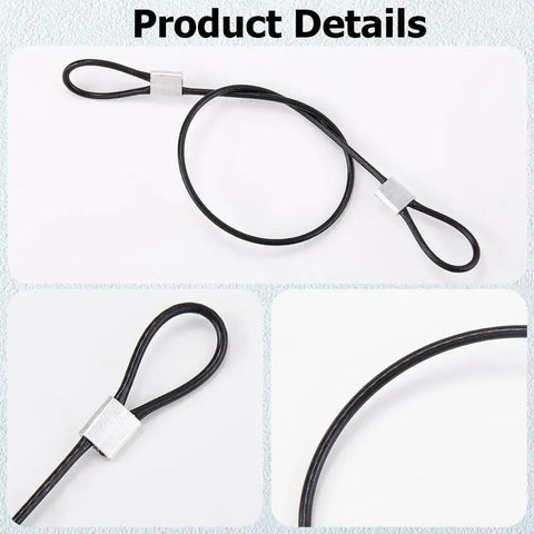 20 Pack 9 Inch Stainless Steel Wire Rope Lanyards With Rubber Coated Braided Cable Locks 5mm Thick Tether Safety Straps