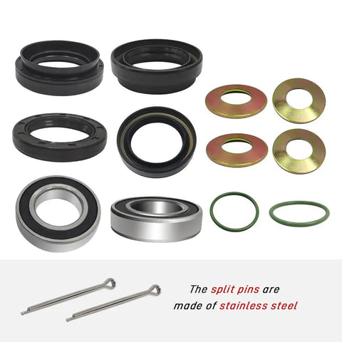 Top Tier Hardcore Front Wheel Bearing Seals Kit For Suzuki Eiger King Quad Vinson Quadrunner Atv Rig Years 2002 To 2015 Beater Proof components displayed