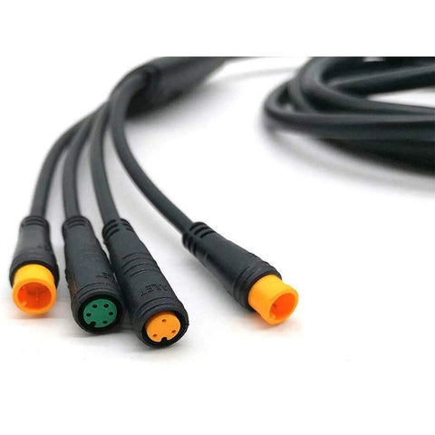 Close-up of Waterproof 1 To 5 Electric Bicycle Cable For E Bike KT Controller With Display Throttle Ebrake Headlight Wiring Kit