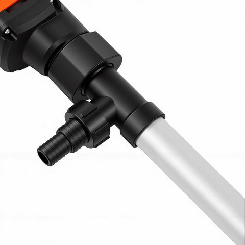 High Speed Electric Oil Transfer Pump With 90Cm Tube showing connector and white tube, designed for fuel and water transfer, US plug included.