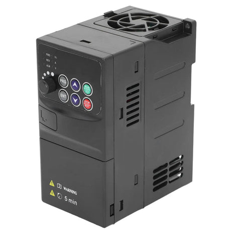 Flame Resistant ABS 3 Phase VFD Inverter 3.7KW Motor Speed Controller For Pumps And Fans 320 To 460V Input 0 To 380V Output Stable Frequency Drive For Industrial Motor Control black front view