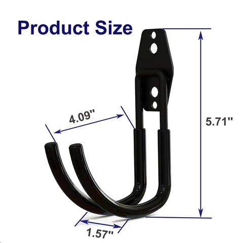 Rugged EV Charging Cable Holder Wall Mount With Anti Slip Rubber Coating, heavy-duty J hook dimensions shown at 5.71" height