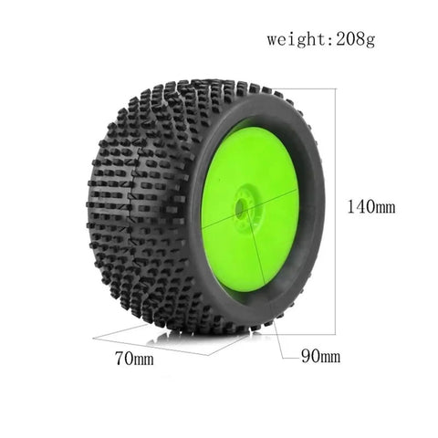 4Pcs 140mm Off Road RC Tires With 17mm Hex High Grip Rubber And Deep Self Cleaning Tread For 1/8 Scale Racing Buggies