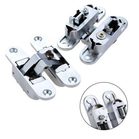 Pro Grade Zinc Alloy Hidden Hinges 2 Piece Set 23 X 95mm showing seamless finish and heavy duty hardware for cabinet doors.