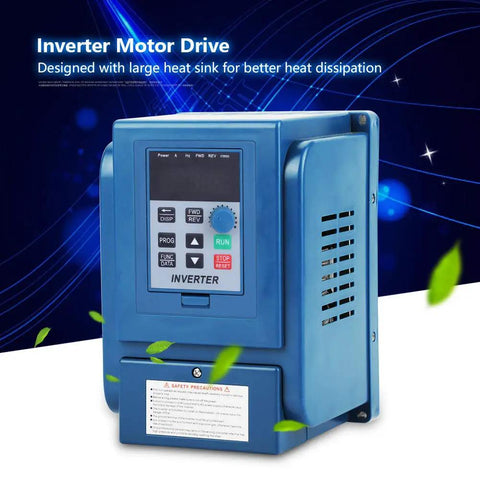 Heavy Duty 4KW 380V 12A Variable Frequency Drive Inverter VFD Speed Controller For 3 Phase Motors With Wide Speed Range, Anti Trip Protection, Reliable Performance, Industrial Grade Motor Controller blue wall-mounted unit with keypad