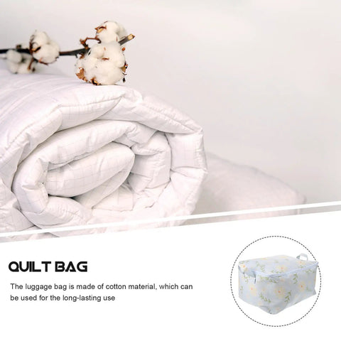Level Up Your Storage With This Heavy Duty Cotton Quilt Bag Featuring Secure Zipper Seals And Sturdy Handles To Hold Blankets Linens And Seasonal Gear Folds Flat For Easy Shelving Reduces Clutter Instantly Makes Packing Relocations A Breeze. White rolled quilt resting beside cotton branch, highlighting material and design.