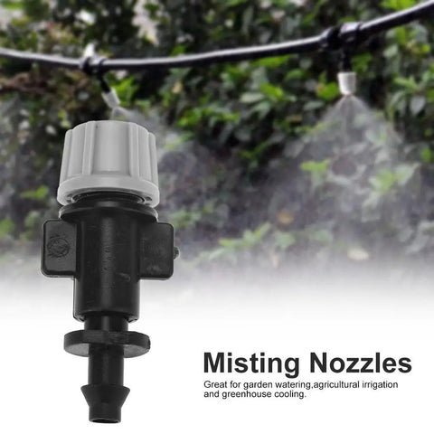 50 Piece Misting Nozzle Set For Garden Drip Irrigation, Durable Plastic Construction, adjustable water flow nozzle close-up
