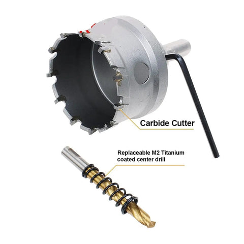 Cool 12-200mm TCT Hole Saw Drill Bit Kit With Alloy Carbide Cobalt Steel Cutter for Stainless Steel Plate Iron Metal Cutting Job Size 28mm carbide cutter and center drill