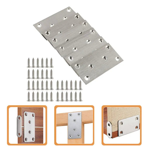 10 Pc Flat Corner Brace Plates For Furniture With Screws, Stainless Steel Mending Plates, No Fuss Upgrade, Easy Install Silver Brackets