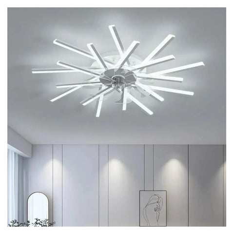 Sleek Modern Indoor Ceiling Fan With Integrated Led Chandelier And Wireless Remote Control For Living Room Or Master Bedroom Stylish Black Large Pendant Light That Totally Slaps, featuring an intricate design with multiple LED strips.