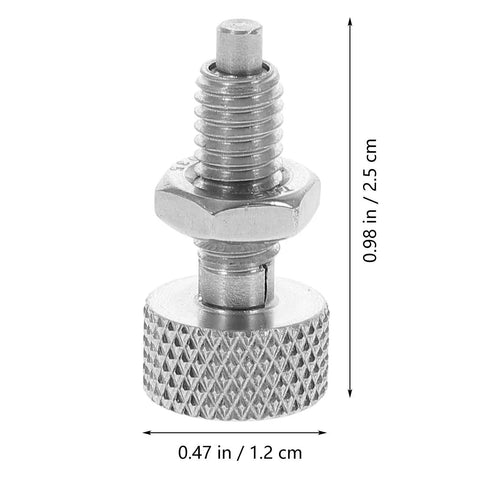 Kickass Stainless Steel Indexing Plunger 2 Pack With Knurled Grip And Spring Loaded Locking Latch close-up of a plunger, showing its knurled grip and locking mechanism.