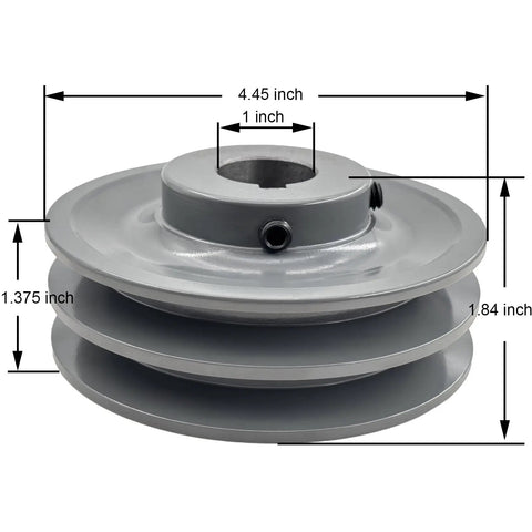 Double Groove V Belt Pulley With 1 Inch Bore And 4.45 Inch Outer Diameter Cast Iron Sheave For A AX 3L 4L V Belts 2AK461 Pulley