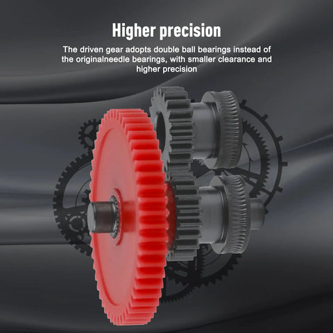 All Metal Dual Gear Upgrade Kit For Direct Drive 3D Printer Extruders with red helical gear close-up
