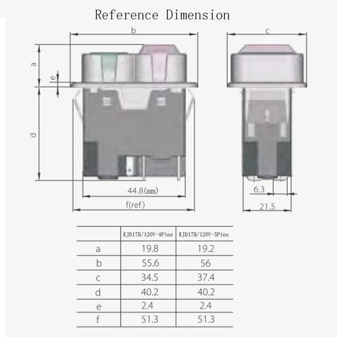 4 Pin Waterproof Electromagnetic Pushbutton Switch, On Off, With Power Off And Under Voltage Protection, 120V, 1/2HP, 16A/12A, CE ROHS, Durable Panel-Mount Micro Switch For Harsh Environments, dimension drawing