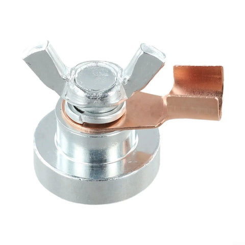 Get This Fabulettas Heavy Duty Magnetic Welding Ground Clamp Fast With Iron Alloy For Super Quick Setup And Rock Solid Hold On Smooth Metal Surfaces To Save Major Time While You Hammer Out Your Next Welding Project Without Any Hassles. Silver metallic ground clamp with copper connector.