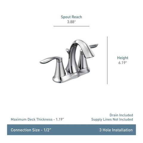 Eva Oil-Rubbed Bronze Two-Handle Centerset Lavatory Faucet With Drain Assembly For 4-Inch Countertop Bathroom Sink 3-Hole Setup.