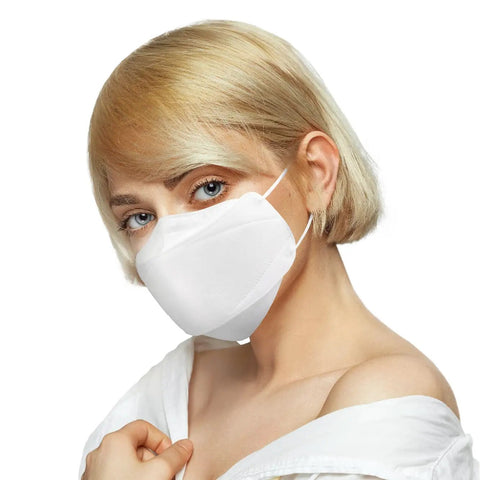 Woman wearing KF94 Face Mask 50 Pack Made In Korea With Four Layer MB Filter For Strong Respiratory Protection From Authentic Brands Korea