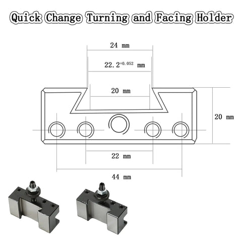 Quick Change Turning and Facing Holder with dimensions, part of Wedge Type Tool Post Set Three Piece For Lathe Quick Change Tool Holder OXA 250-000 250-001 250-002 Rock Solid Steel, Quenched For High Hardness, Rust Resistant, Vibration Free Precision Milling And Tooling.
