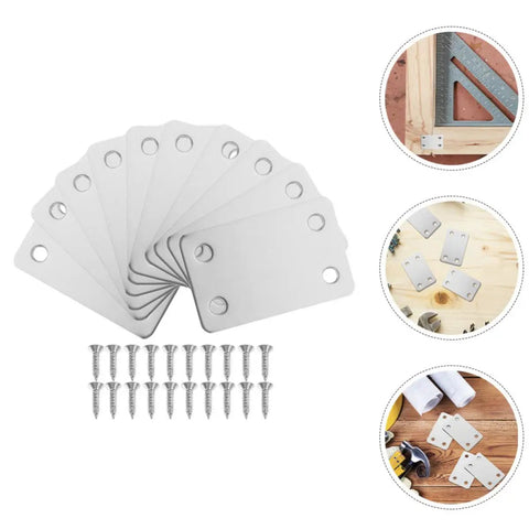 Stainless Steel Flat Mending Plates With Screws 20 Pack For DIY Projects And Home Improvement Easy Install For Cabinets Shelves