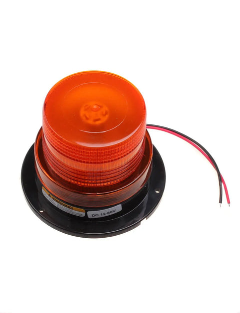 Top Tier Amber LED Strobe Beacon Light 12 To 80 Volts Compatible With Genie Straight Lifts S40 S60 S80 Z Models, close-up view with wiring.