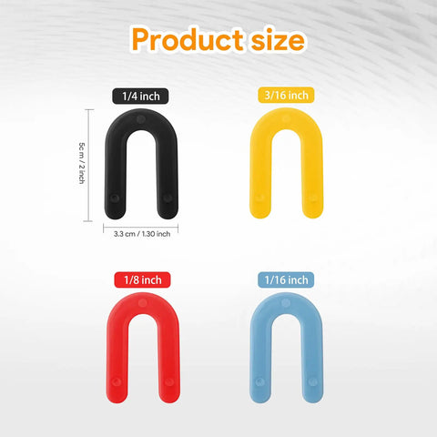 1200Pcs Horseshoe Shims Set Plastic Leveling Spacers For Tile Windows And U Shims in four colors and sizes