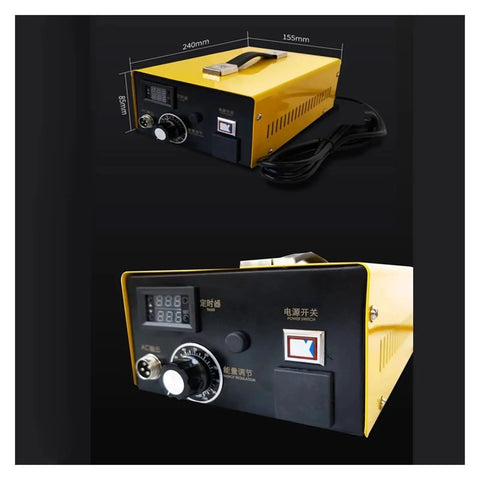 Heavy Duty 1800W UV Curing Lamp Featuring Adjustable Output And Chill Cold Light For Fast Resin Curing Shadowless Glue And 3D Print Ink Drying Solid Pick For Makers, yellow box design with control panel.
