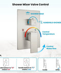 Shower mixer valve control panel for Chrome Polished Shower Faucet Set With 12 Inch Square Rainfall Showerhead, wall mount system.