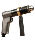Pro Grade Half Inch Pneumatic Reversible Drill With 800 RPM Lightweight Aluminum Body Sealed Ball Bearings Variable Speed Throttle