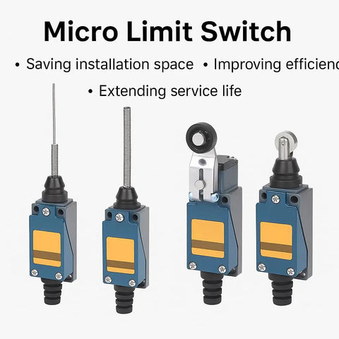 Rock Solid Micro Limit Switch With Coil Spring Rod 1NO 1NC 5A 250VAC IP65 shown in four variations for installation