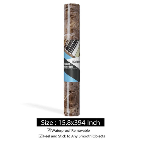 Marble Countertop Contact Paper Peel And Stick Vinyl Wrap Fifteen Point Eight By Three Hundred Ninety Four Inches Waterproof Self Adhesive Renter Friendly Kitchen Wallpaper Desk And Table Cover For Easy Do It Yourself Makeover showing roll packaging.