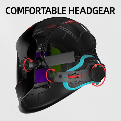 Top Notch Panoramic Welding Helmet With True Color View Solar Powered Auto Darkening Shield side adjustment view