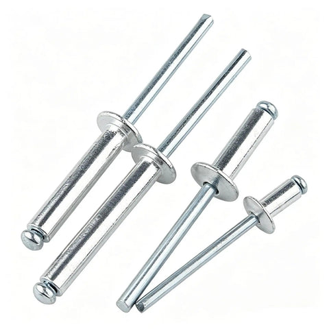 Top Drawer One Hundred Pack Stainless Steel Blind Rivets With Sure Grip Dome Head Profile For Sheet Metal Jobs And Quick Repairs Heavy Duty Outdoor Fasteners, assorted sizes.