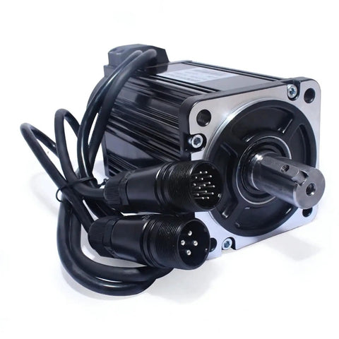 Beefed-Up Closed-Loop Servo Motor With Encoder Feedback, 0.75KW, 220V, 3000RPM, 2.4Nm Torque, Single-Phase Drive, front view
