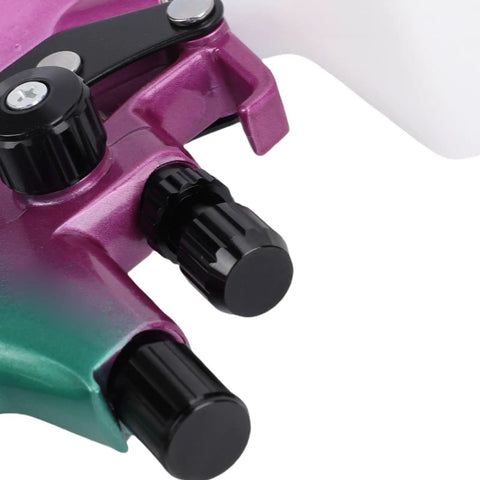 Close-up of controls on the Real Deal HVLP Paint Sprayer Machine delivering smooth as silk atomization for painting.