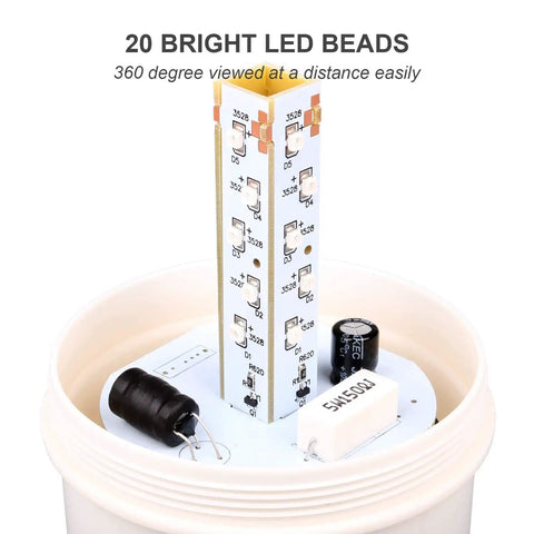 Top Shelf Industrial Led Rotating Strobe Beacon Warning Lamp showing 20 bright LED beads in base, designed for high output safety alerts.