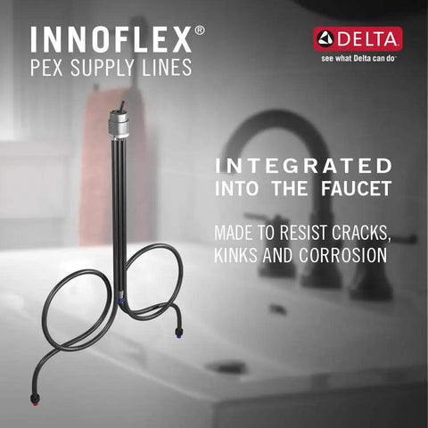 Trinsic Chrome Centerset Bathroom Faucet With Diamond Seal Technology And Metal Drain Assembly with PEX supply lines