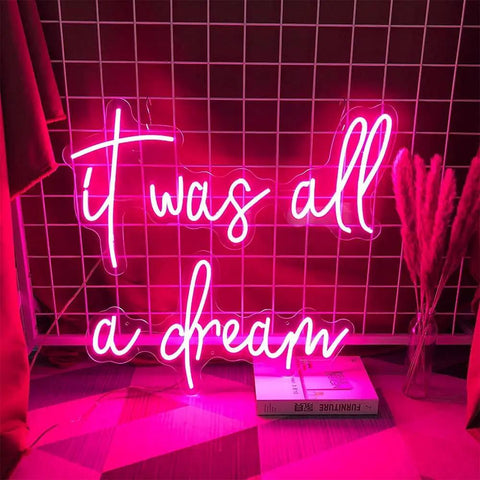 Pink LED Neon Sign Set It Was All A Dream For Bedroom Wall Decor Perfect For Weddings Parties Bars Clubs And Girl Rooms