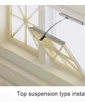 Adjustable Electric Window Opener With Single Chain Actuator installed in bottom, top, and side suspension types on windows