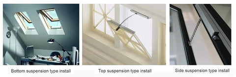 Automatic Electric Window Opener Motor Actuator With Adjustable Travel From 3.94 To 15.75 Inches installed in various windows
