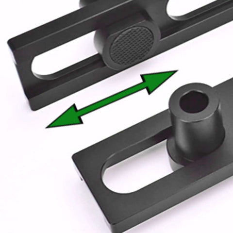 Close-up of 12 Piece Woodworking Planing Stop Set With 19mm Aluminum Pew Dogs Clamp Non Slip Pad showing a black clamp with grooved pad