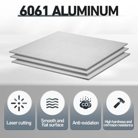 6061 Aluminum Sheet Set, 2 Pieces, 15x15 Inch Flat Stock, One Eighth Inch Thick, Protective Film Covered, shown in stack