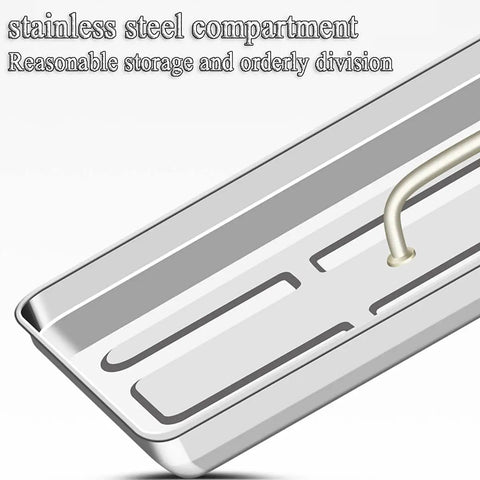Interior stainless steel compartment of Beefy Stainless Steel Toolbox With Dual Lock Portable Tool Storage Organizer