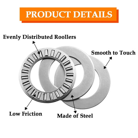 Heavy Duty ET Thrust Needle Roller Bearings With NTA1220 Plus 2TRA, three quarter inch bore, made of steel, low friction