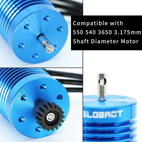 RC motor pinion gear adapter for 3.175mm to 5mm shafts