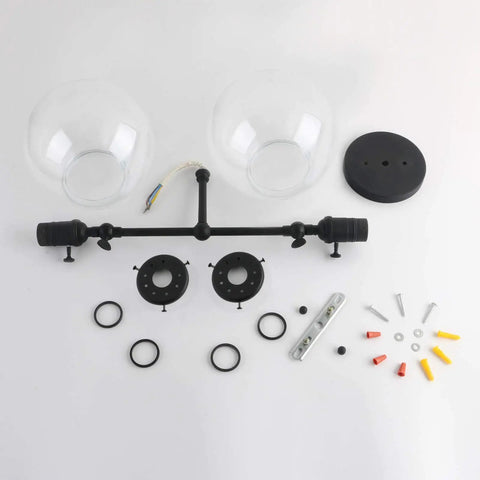 Disassembled Two Light Vintage Wall Sconces With On Off Switch Globe Glass Vanity Bathroom Light Fixtures Industrial Style